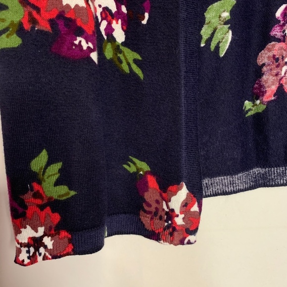 Belldini Floral Cardigan Medium Navy Open Sweater Long Sleeve Spring Wrap Casual - Picture 4 of 10